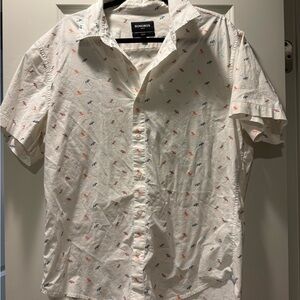 Bonobos White Shirt with Red and Blue Print